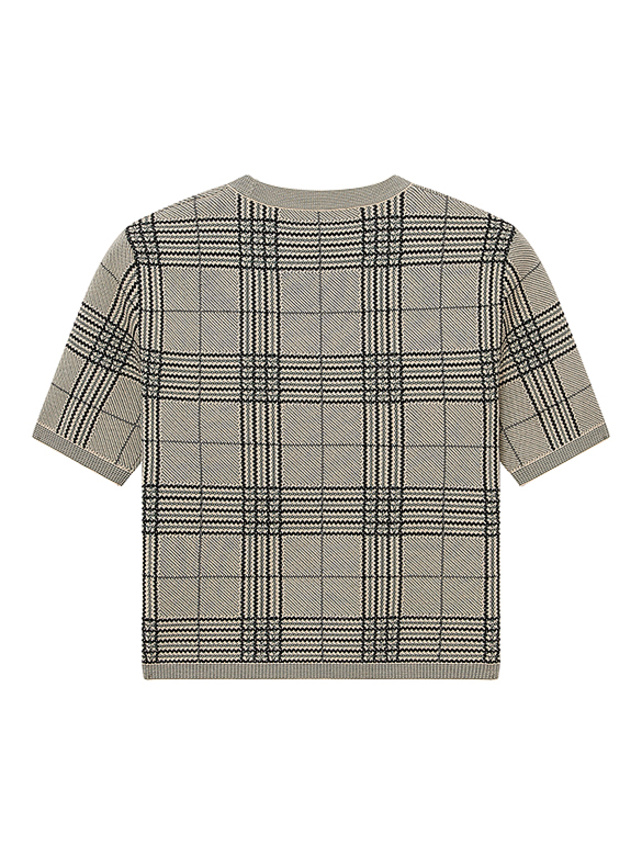 Plaid Pattern Knit Top