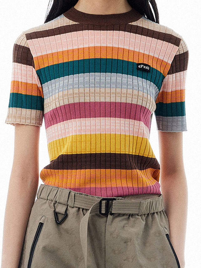 Retro Multi Color Stripe Knit