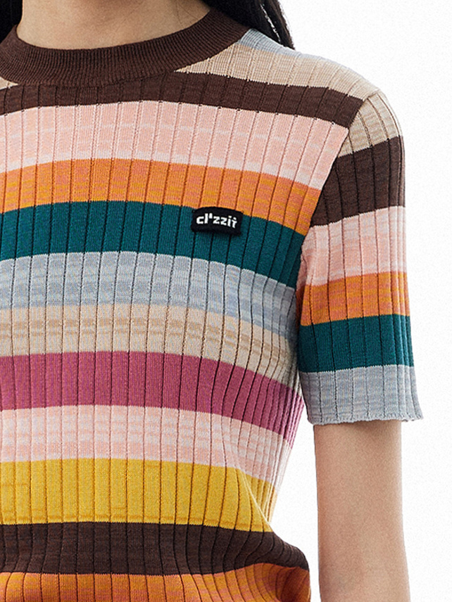 Retro Multi Color Stripe Knit