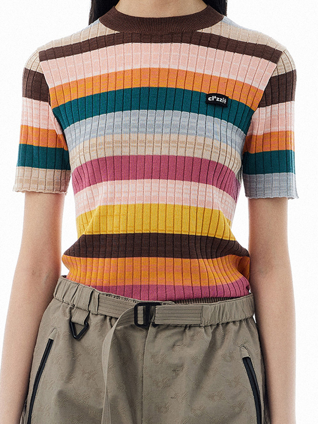 Retro Multi Color Stripe Knit