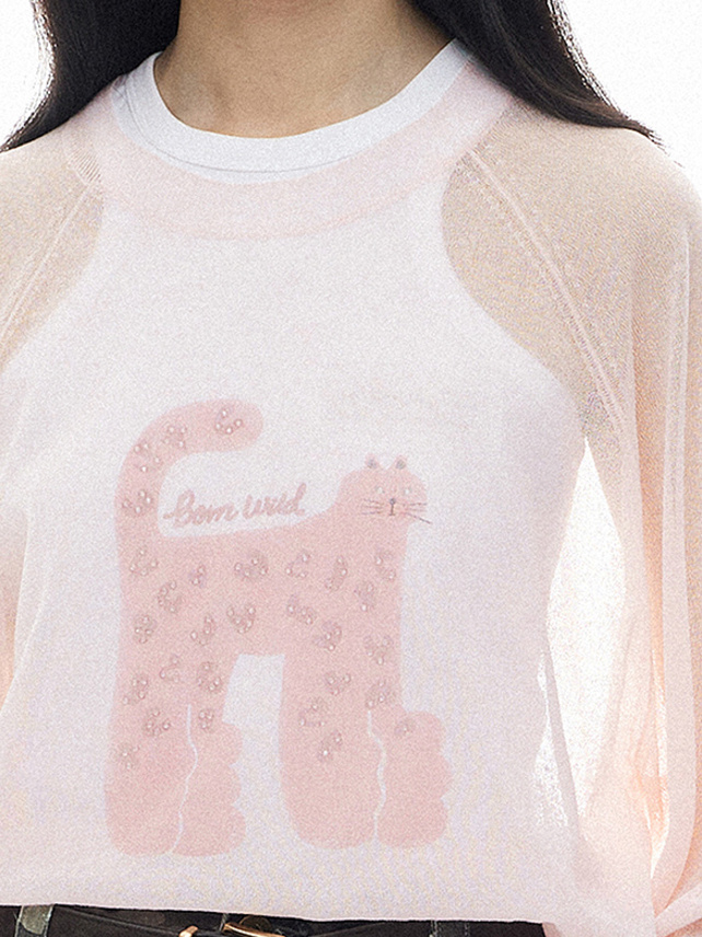 Animal Design Sheer Knit