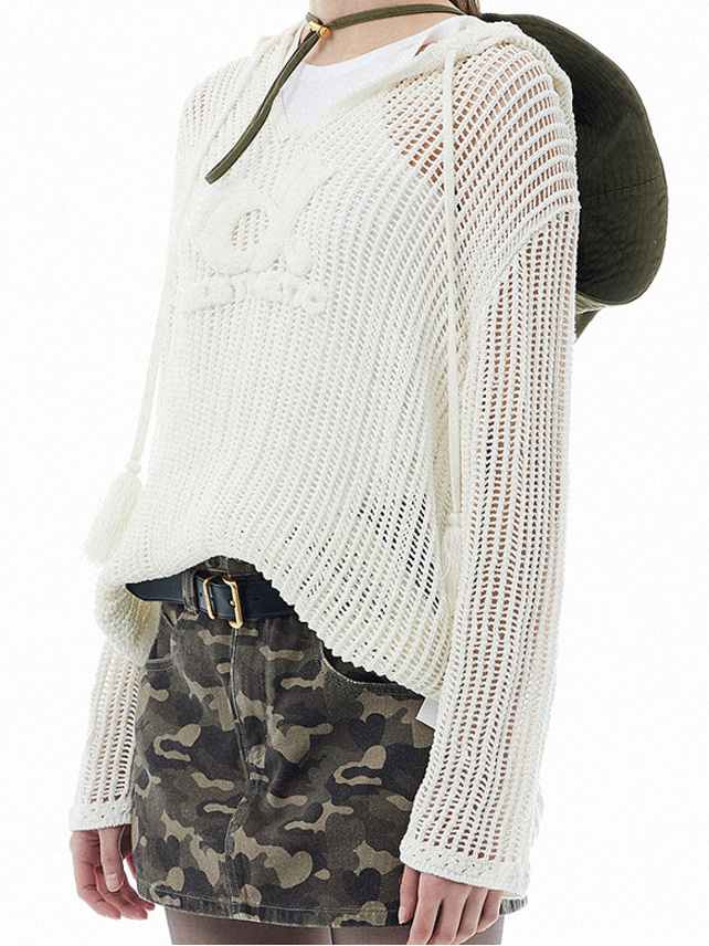 Sheer Knitting Hoodie