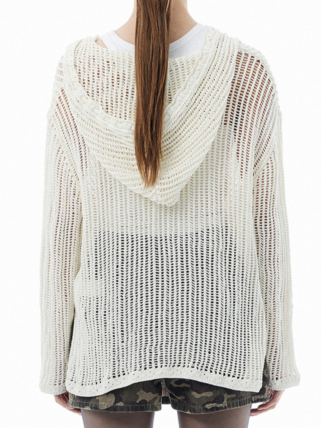 Sheer Knitting Hoodie