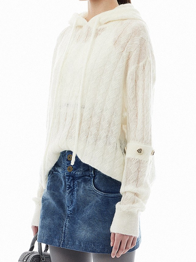 Sleeves Separated Knit Hoodie