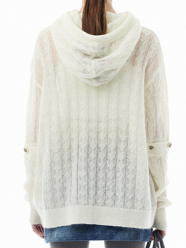 Sleeves Separated Knit Hoodie