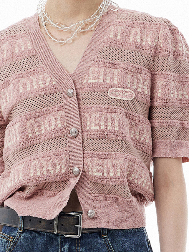 Logo Stripe Design Knit Cardigan