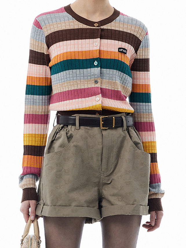 Retro Multi Color Stripe Knit Cardigan