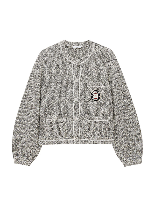 Patch Heather Knit Cardigan