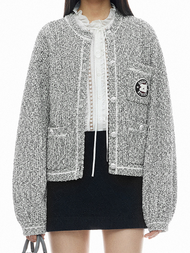 Patch Heather Knit Cardigan