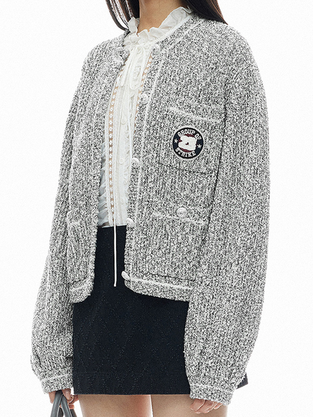 Patch Heather Knit Cardigan