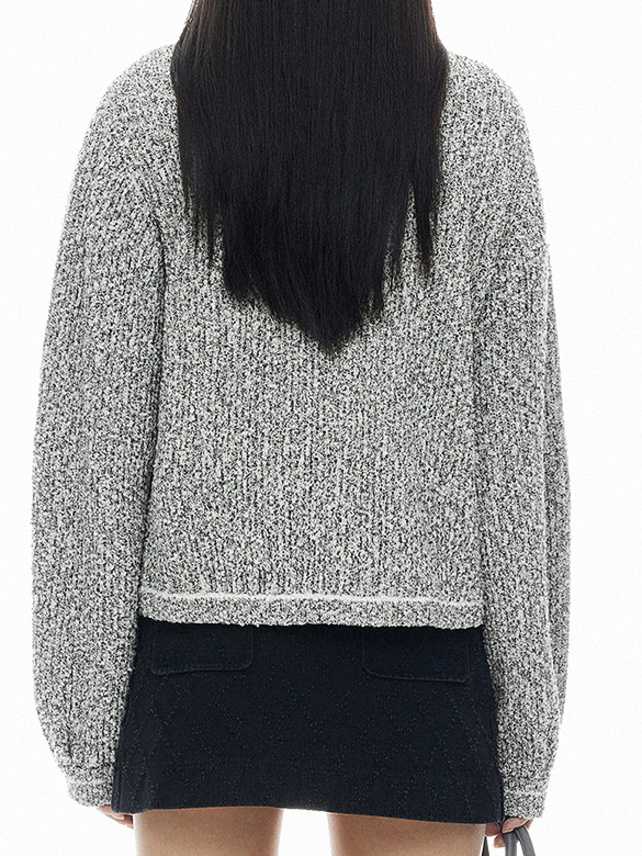 Patch Heather Knit Cardigan