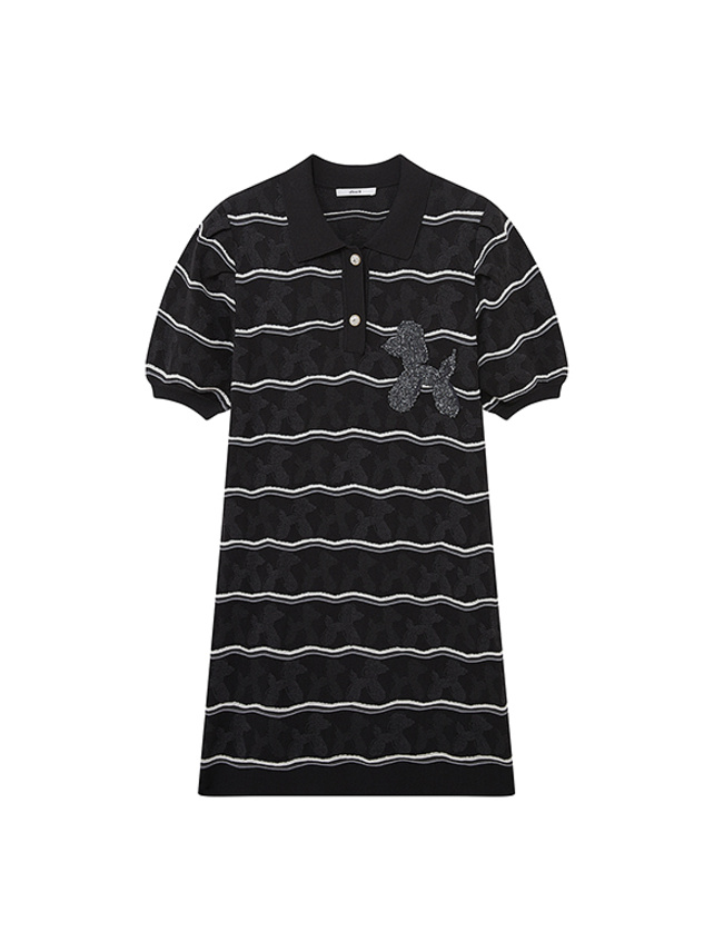 Balloon Dog Sequins Polo Knit Dress