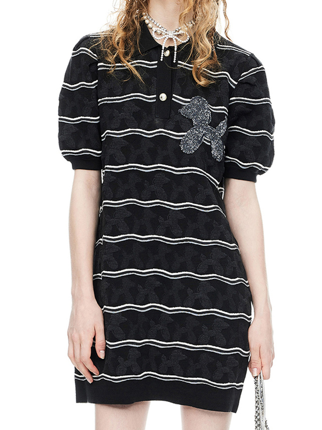 Balloon Dog Sequins Polo Knit Dress