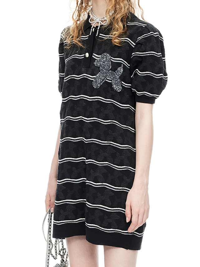 Balloon Dog Sequins Polo Knit Dress