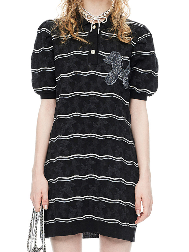 Balloon Dog Sequins Polo Knit Dress