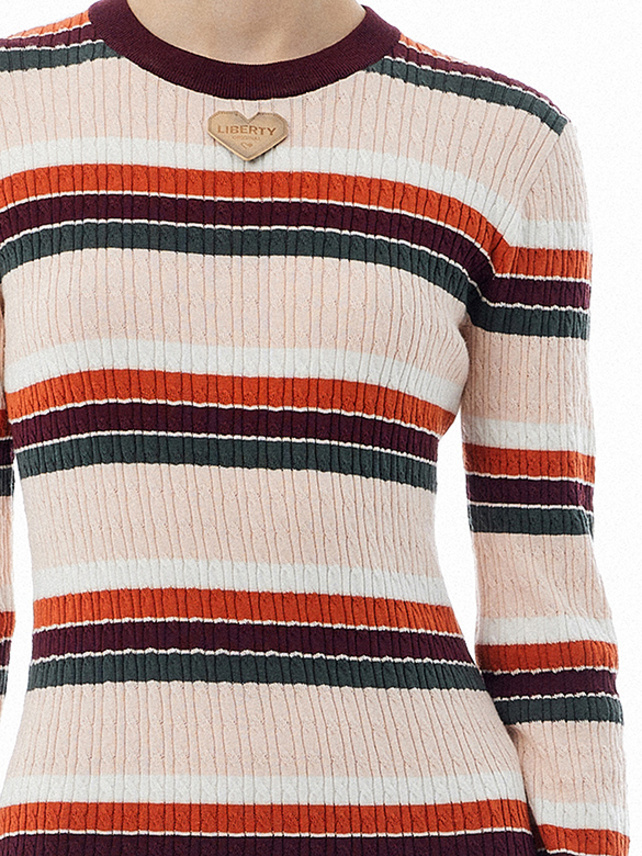 Retro Color Stripe Long Knit Dress