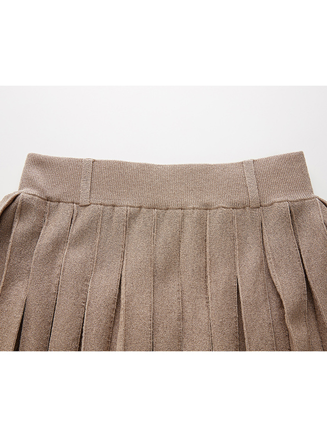 Pleats Glitter Knit Skirt