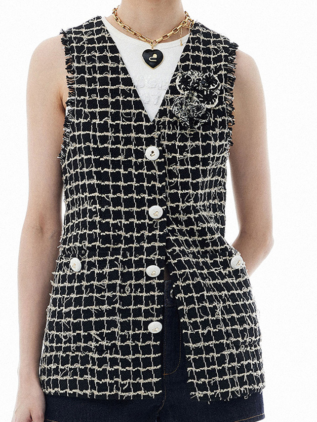 Plaid Tweed Vest