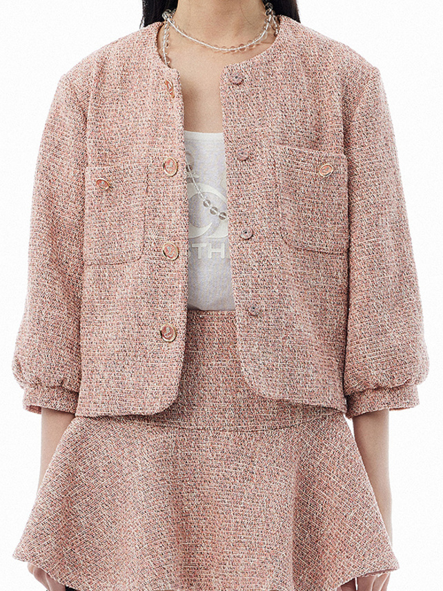 Pink Tweed Feminine Jacket