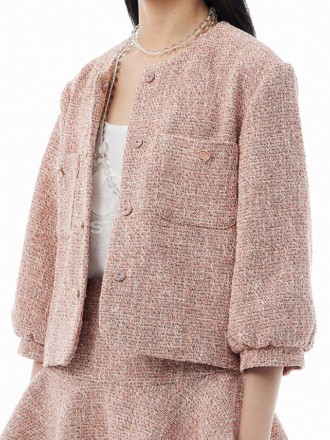 Pink Tweed Feminine Jacket