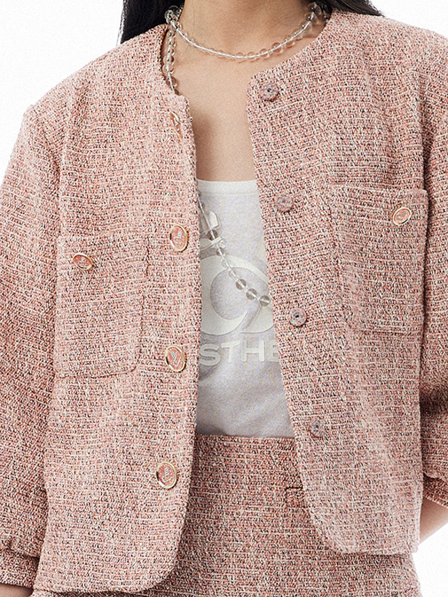 Pink Tweed Feminine Jacket