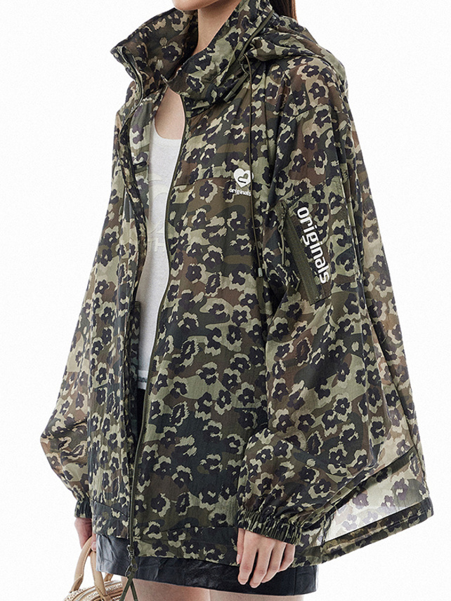 Camouflage & Flower Printed Blouson