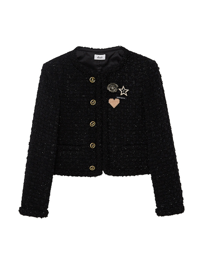 Glitter Tweed Brooch Jacket