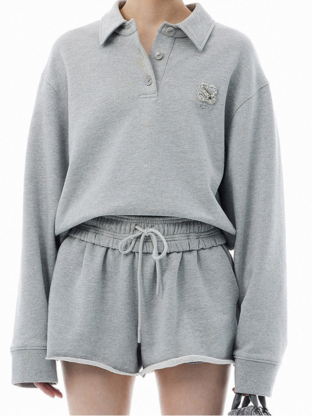 Glitter Polo Sweatshirt