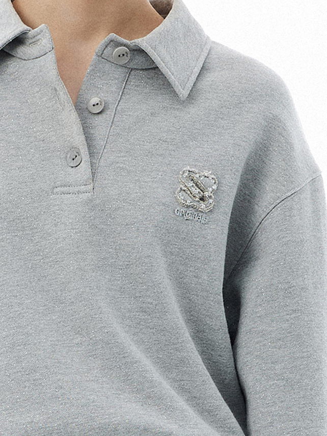 Glitter Polo Sweatshirt