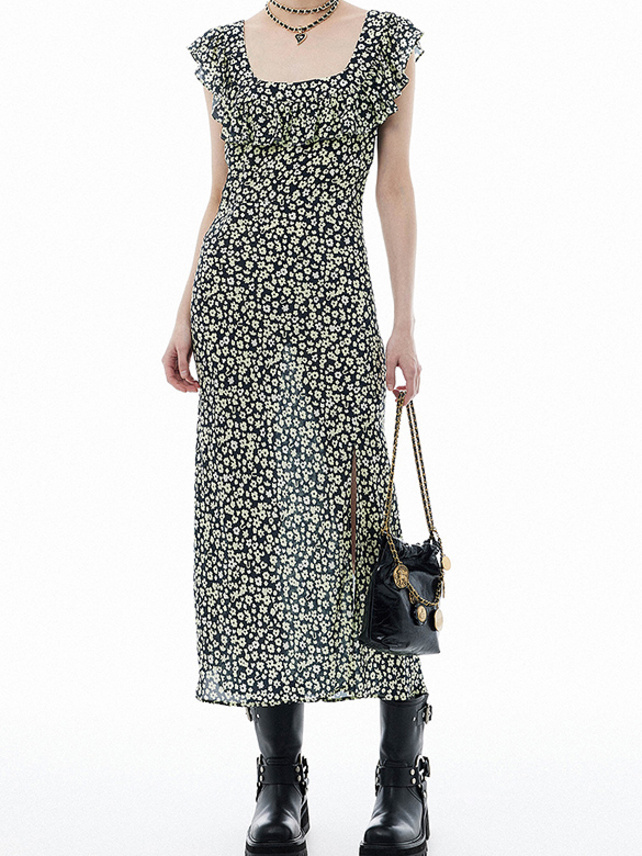 Retro Flower Printed Long Dress