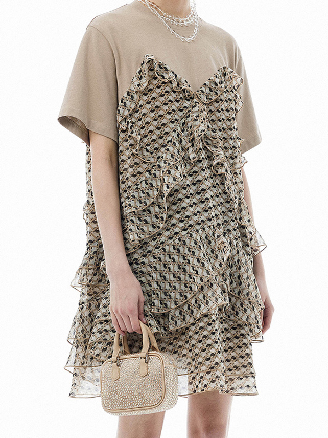 Geometric Printed Chiffon T-Shirt Dress