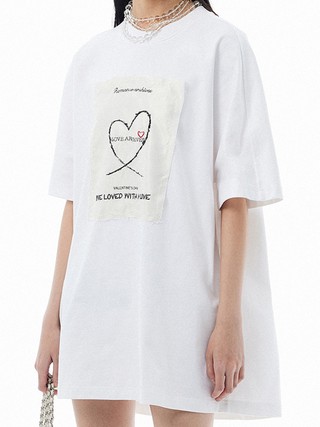 Heart Satin Cloth Design T-Shirt Dress