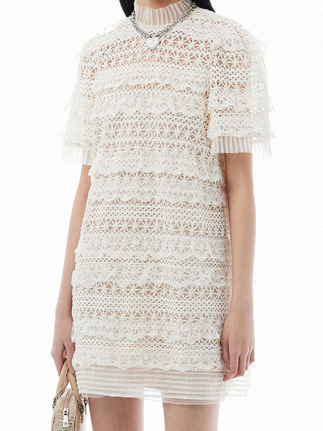 White Lace Frill Dress