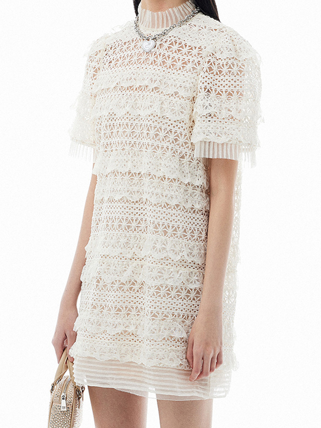 White Lace Frill Dress