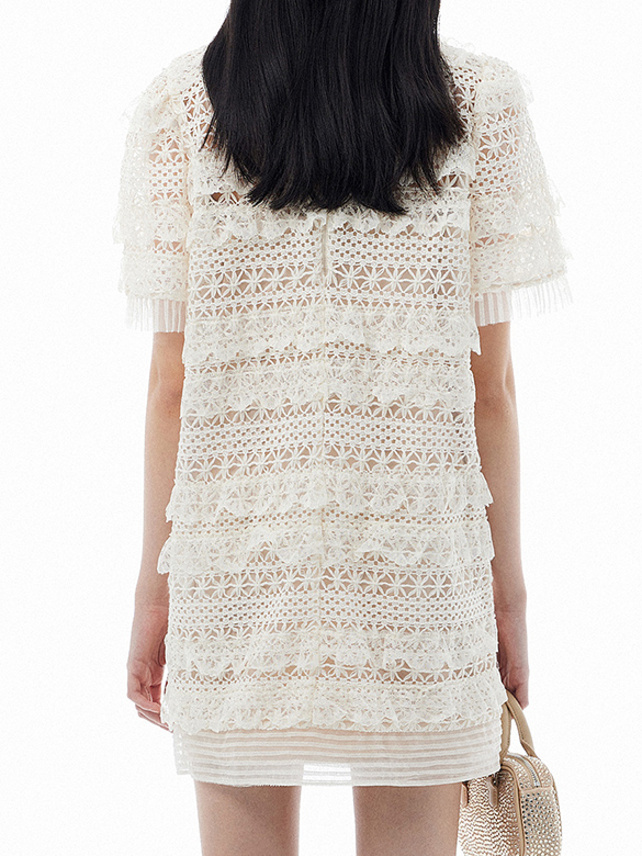 White Lace Frill Dress