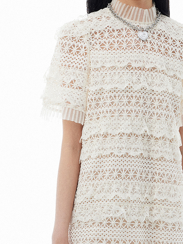 White Lace Frill Dress