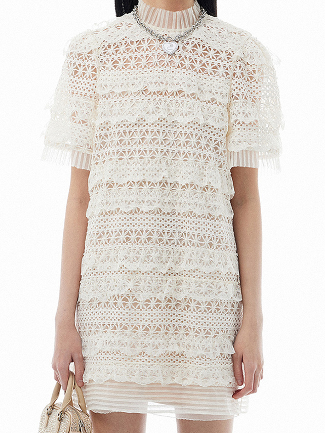 White Lace Frill Dress