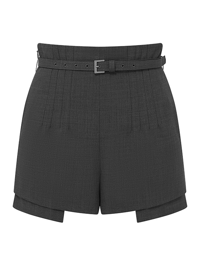 Belted Gray Short Pants