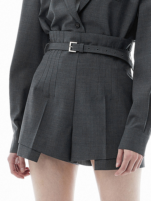 Belted Gray Short Pants