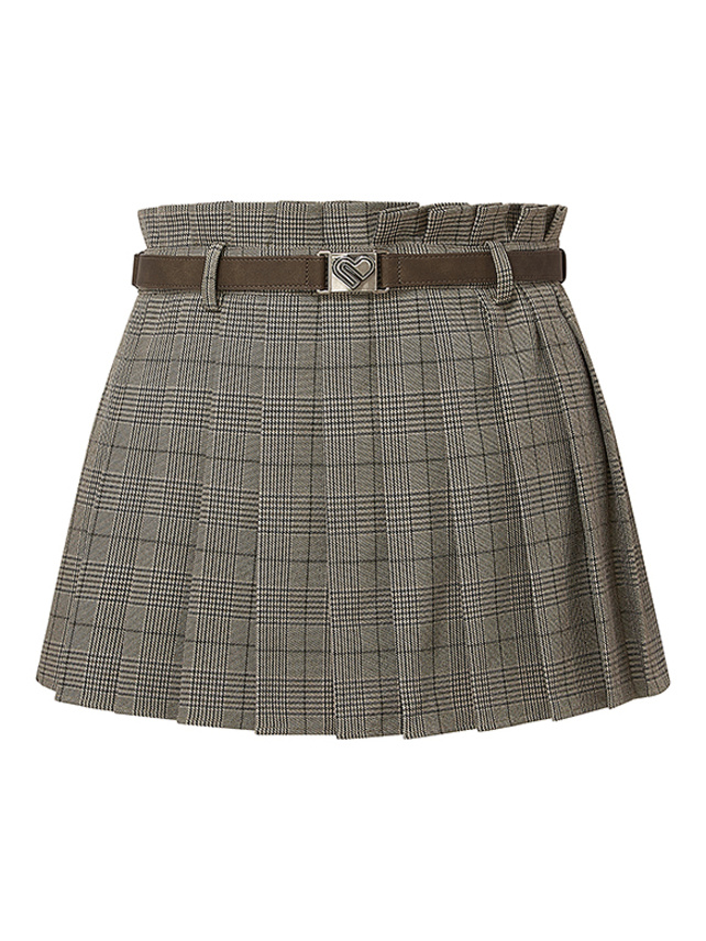 Plaid Pattern Pleats Short Pants