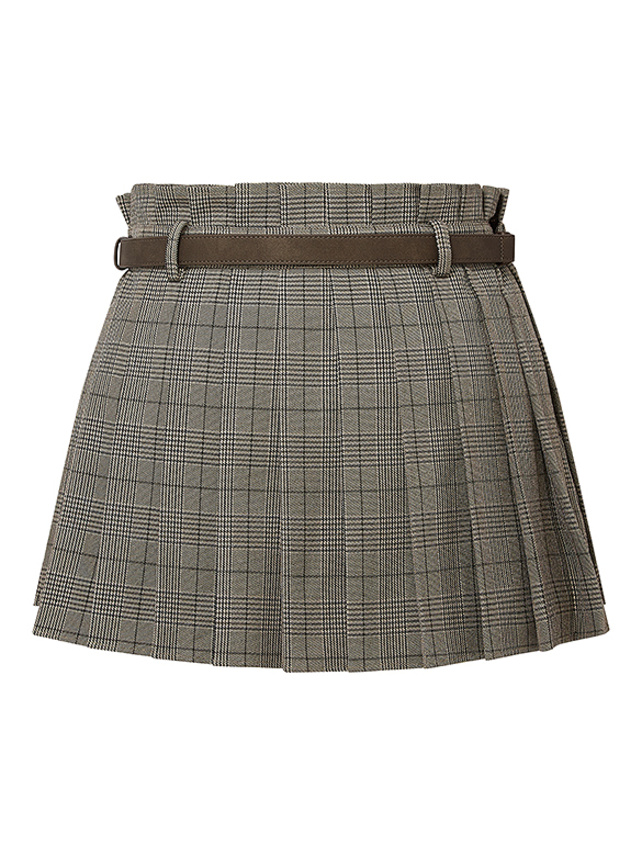 Plaid Pattern Pleats Short Pants