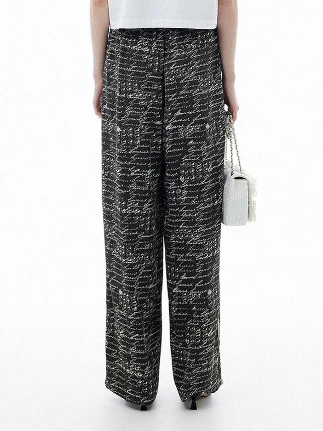 Letter Printed Chiffon Pants