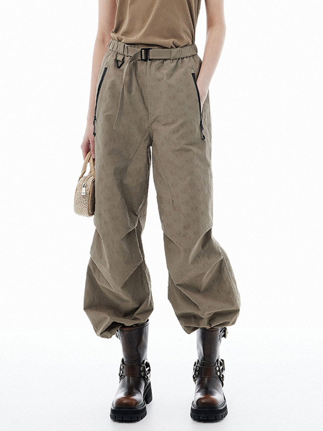 Monogram Pattern Belted Pants