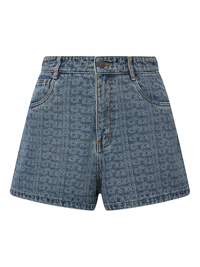 Logo Pattern Denim Short Pants