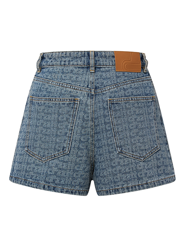 Logo Pattern Denim Short Pants