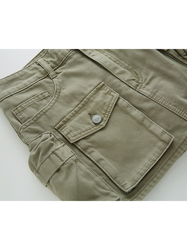 Khaki Denim Cargo Short Pants