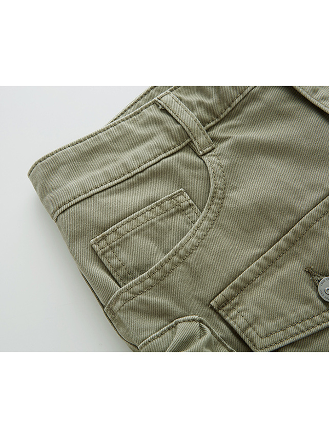 Khaki Denim Cargo Short Pants