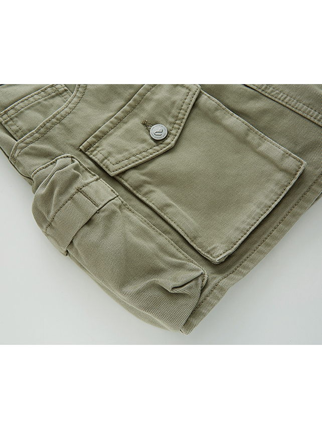 Khaki Denim Cargo Short Pants