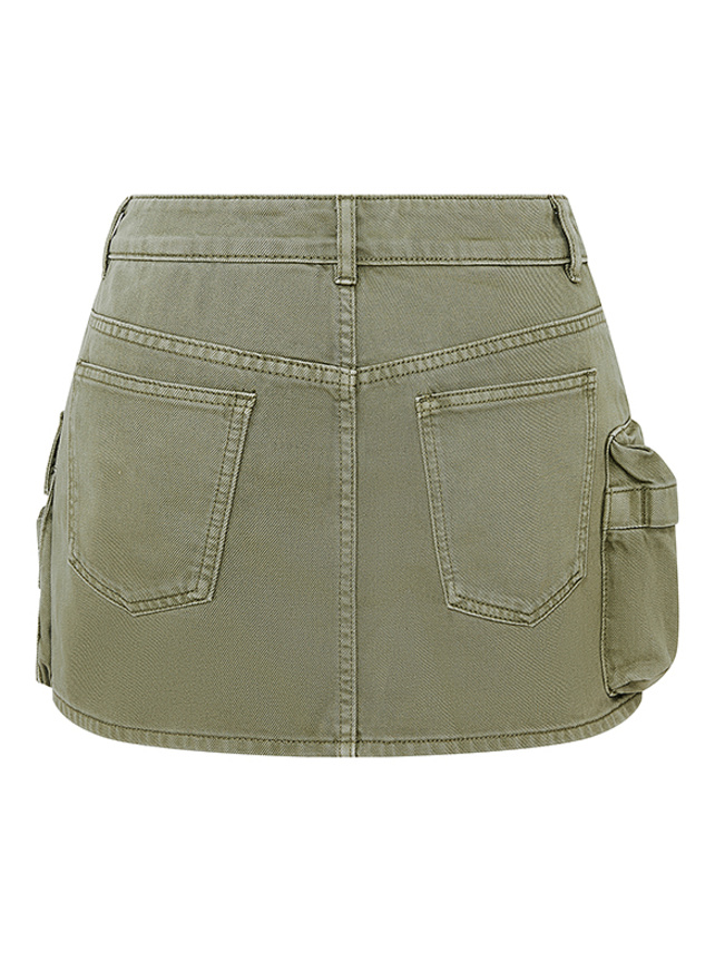 Khaki Denim Cargo Short Pants