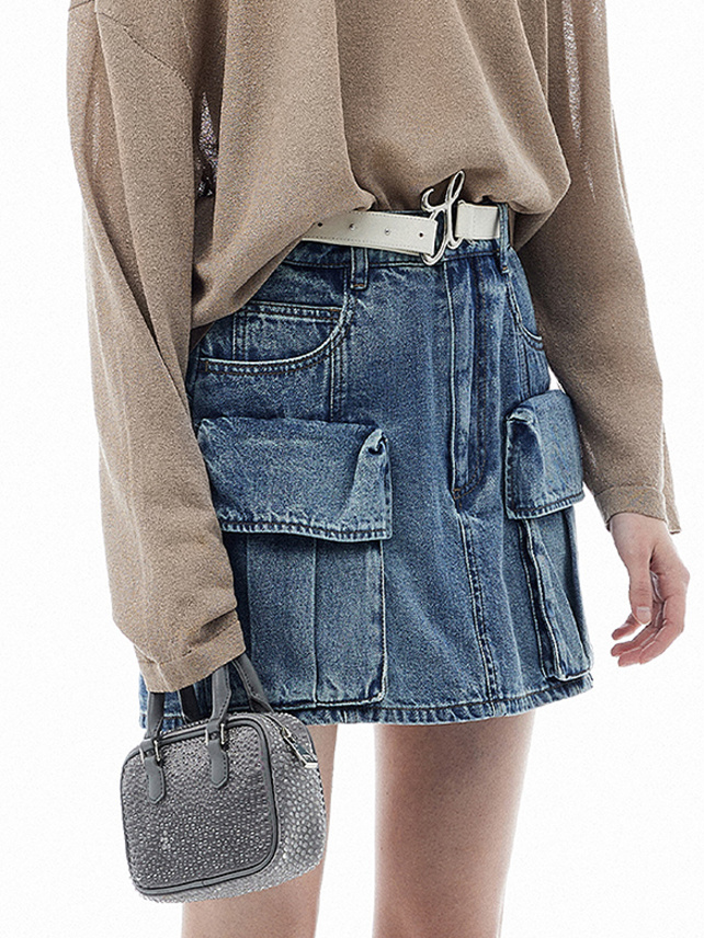 Denim Cargo Short Pants